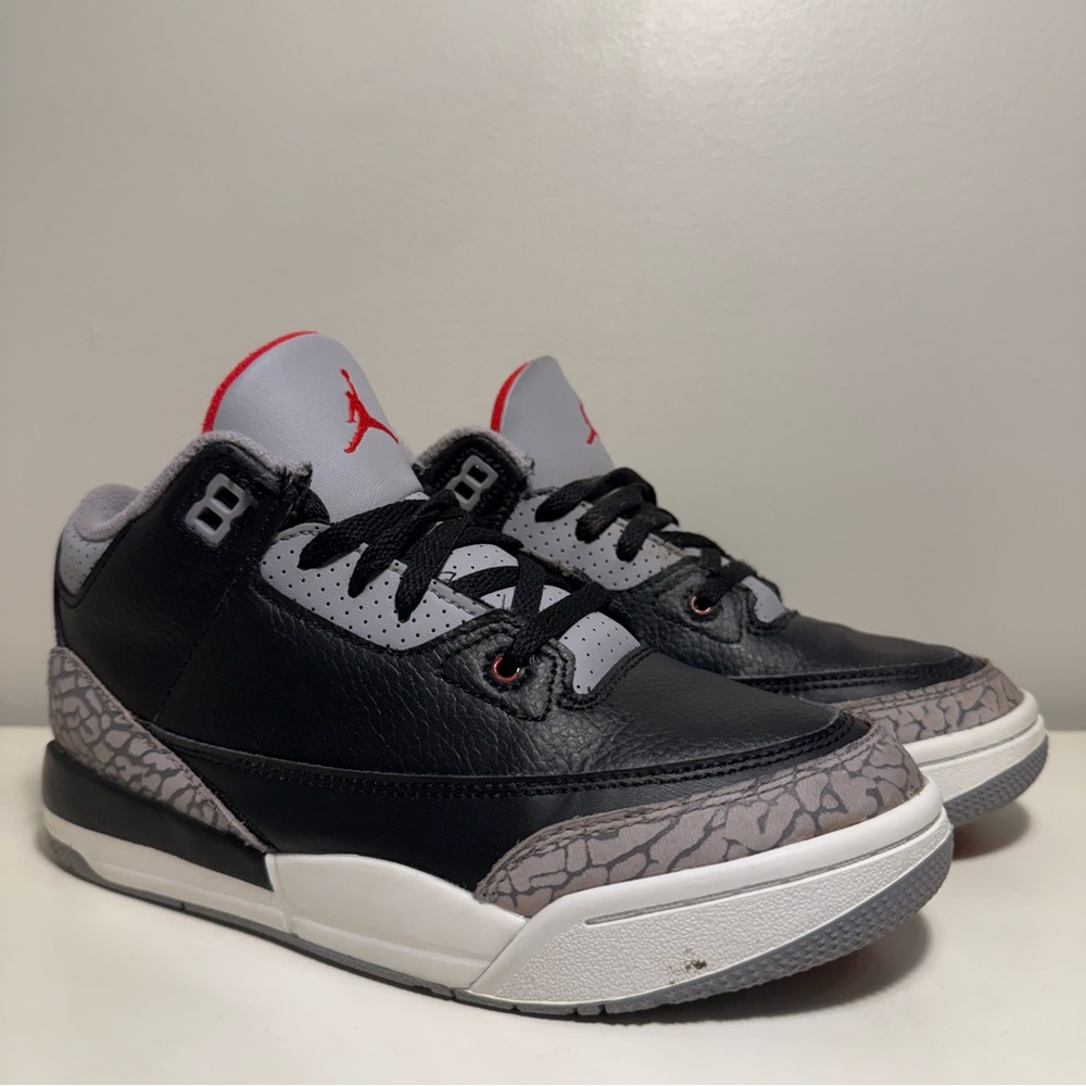 Jordan 3 Retro Black Cement 2024 Youth Size 3Y Grey Red Black Athletic Sneaker